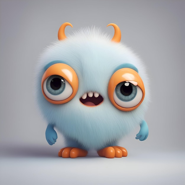 Grappig cartoon monster met grote ogen 3D rendering Halloween concept