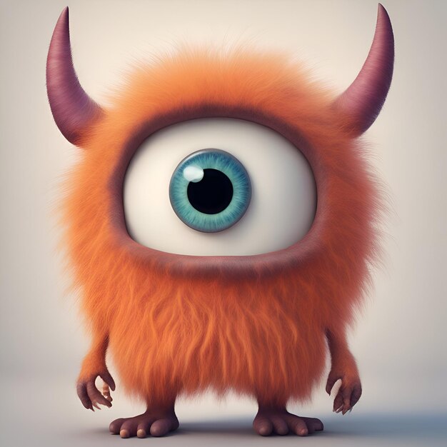 Foto grappig cartoon monster met grote ogen halloween concept 3d rendering