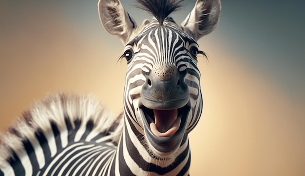 Grappig Close-up Smile Zebra Face kijk naar de camera