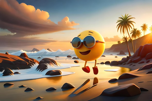 grappig emoji-concept 3d-illustratiestijlen verdrietige emoji gelukkige emoji