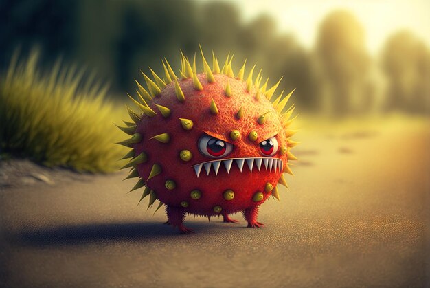 Grappig exotisch fruitmonster Leuk sappig karakter met uiting van frisheid en plezier Gegenereerde AI