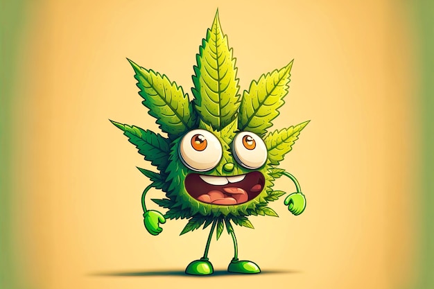 Grappig marihuana-cannabisblad stripfiguur