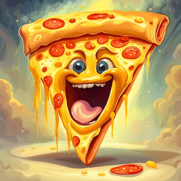 Grappig ontwerp pizza illustratie 3d pizza