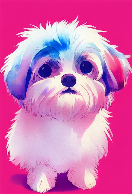 Grappig schattig portret headshot van schattig hondje shih tzu hondenras puppy staande naar voren kijkend