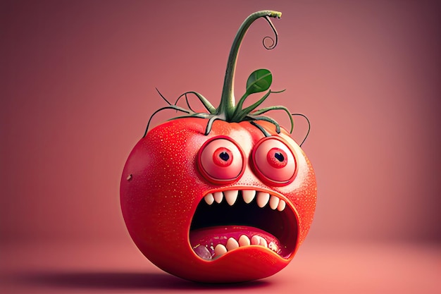 Foto grappig tomaat karakter cartoon ontwerp generatieve ai