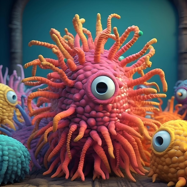 Grappig virus 3D illustratie 3D CG hoge resolutie