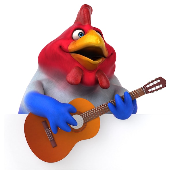 Grappige 3d kip gitaar spelen