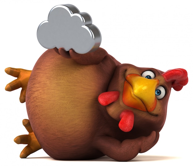 Grappige 3d kip met een wolk-pictogram