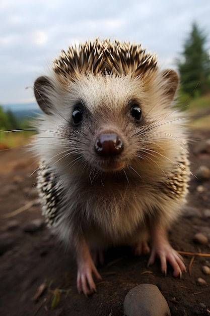 Grappige Baby egel selfie fotografie close-up