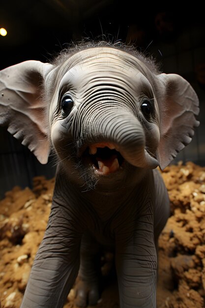 Grappige babyolifant selfie fotografie close-up