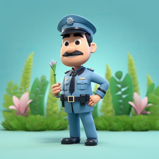 Foto grappige cartoon 3d politie personage