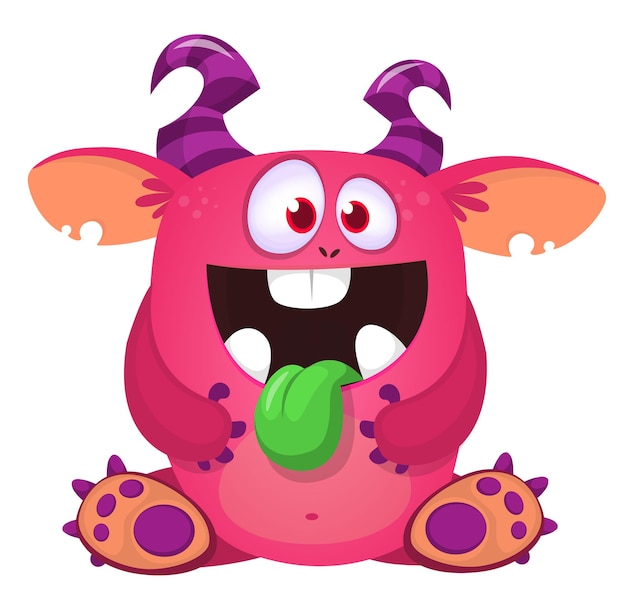 Grappige cartoon monster personage illustratie van schattig en gelukkig buitenaardse