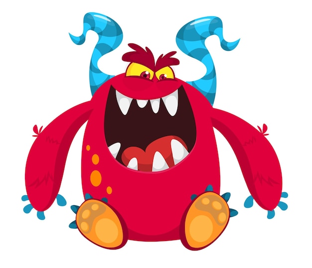 Grappige cartoon monster personage illustratie van schattig en gelukkig buitenaardse