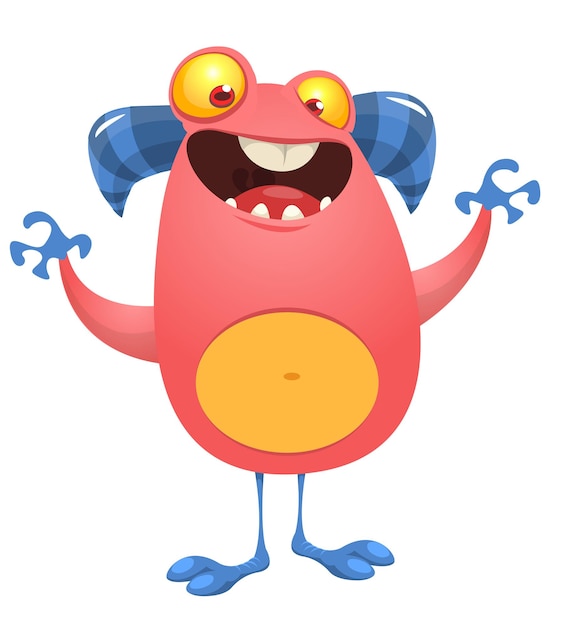 Grappige cartoon monster personage illustratie van schattige en gelukkige alien Halloween vector ontwerp geïsoleerd