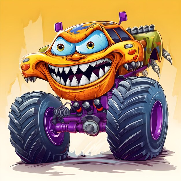 Foto grappige cartoon monster truck krachtig