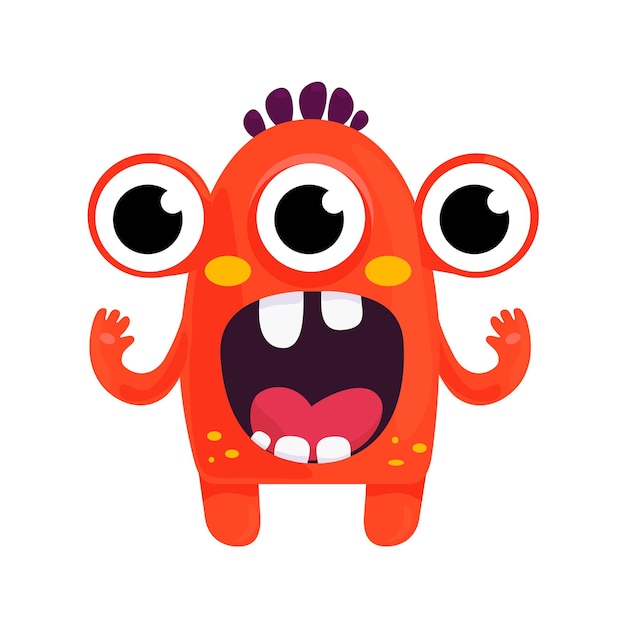 Grappige drie-oogige koraal monster vector illustratie