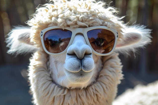 Grappige grappige schattige alpaca zonnebril Generate Ai