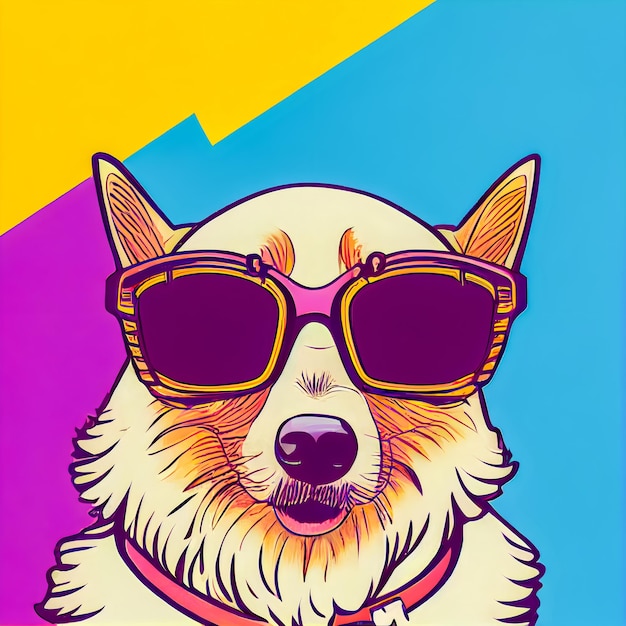 Foto grappige hipster leuke hond kunst illustratie antropomorfe honden