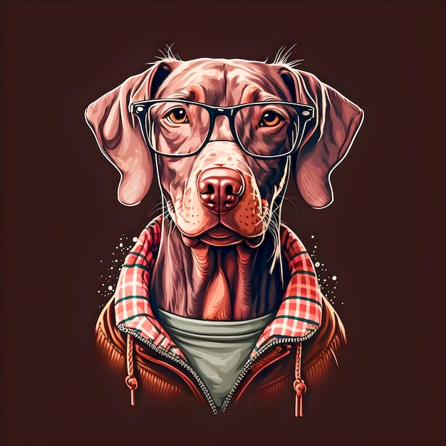 Grappige Hipster Leuke Hond Kunst Illustratie Antropomorfe Honden