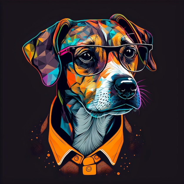 Grappige Hipster Leuke Hond Kunst Illustratie Antropomorfe Honden