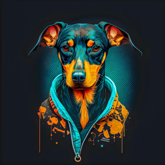 Grappige Hipster Leuke Hond Kunst Illustratie Antropomorfe Honden