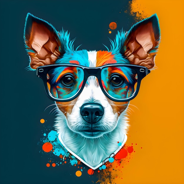 Grappige Hipster Leuke Hond Kunst Illustratie Antropomorfe Honden