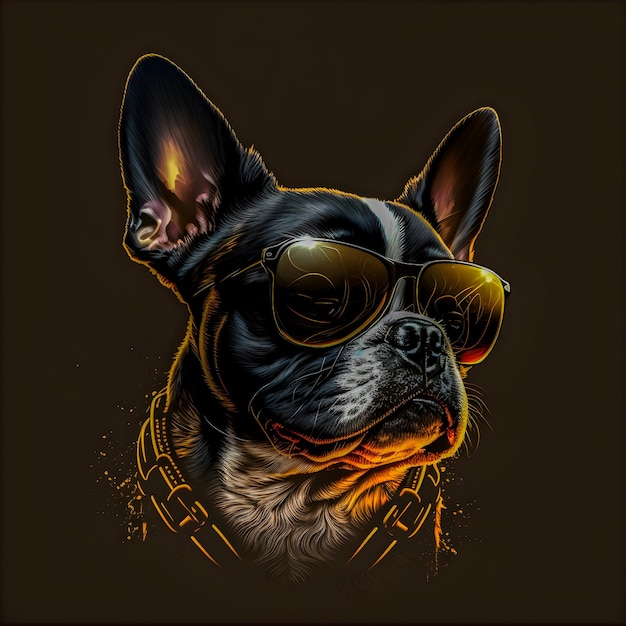 Grappige Hipster Leuke Hond Kunst Illustratie Antropomorfe Honden