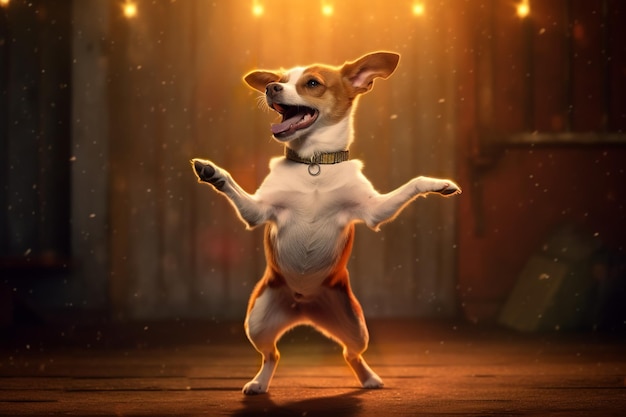 grappige hond dansen op de dansvloer