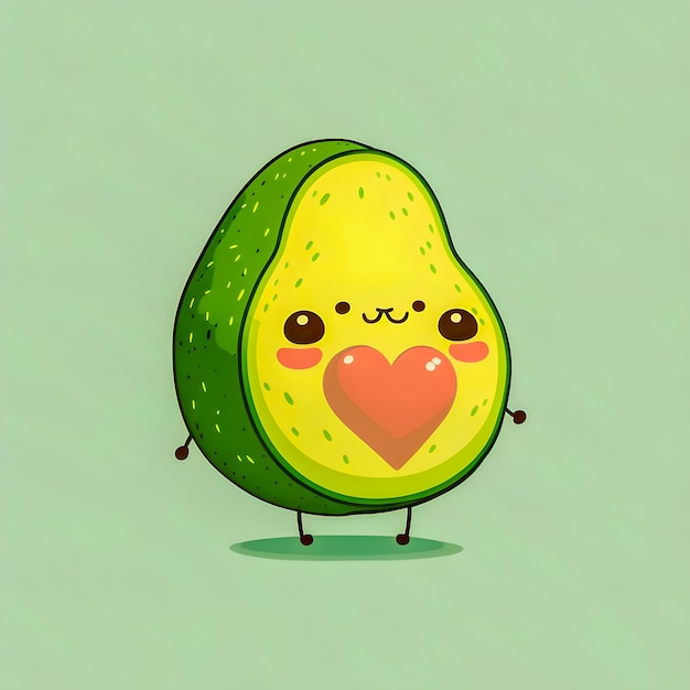 Grappige Kawaii Avocado illustratie