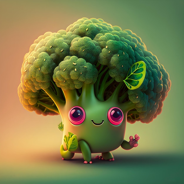 Grappige Kawaii broccoli illustratie