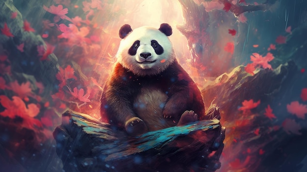 Grappige panda mediteert