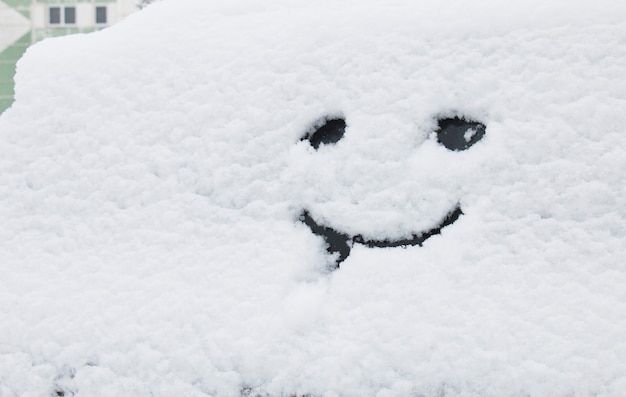Grappige smiley op sneeuw