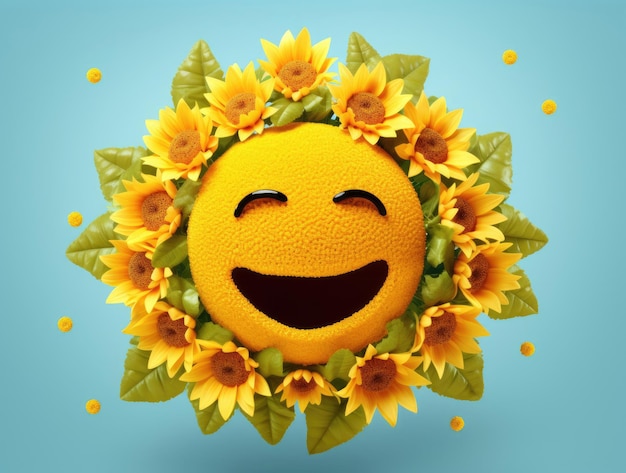 Grappige zonnebloem-emoticon voor de dag van de geestelijke gezondheid