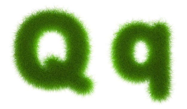 Gras Alfabet eco lettertype geïsoleerd op witte achtergrond 3D-rendering