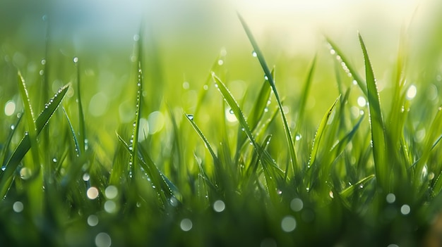 Gras met dauwdruppels op het gras