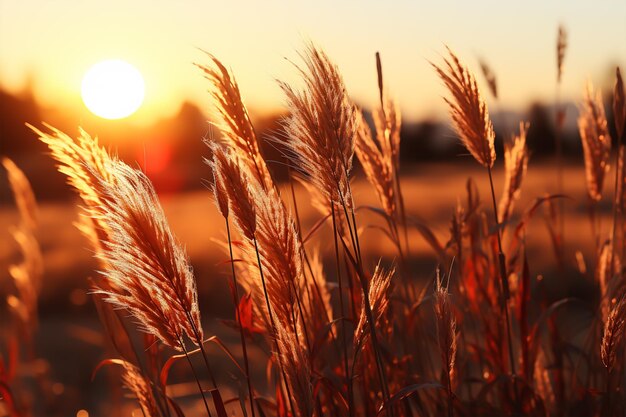 Grasbloem in de ochtend bij zonsopgang Generatieve ai