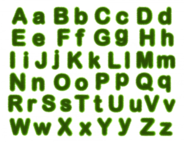 Фото Трава алфавит эко шрифт на белом фоне 3d-рендеринга