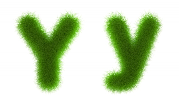 Grass Alphabet eco font isolated on white background 3d Rendering