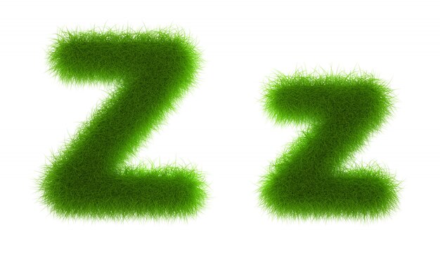 Grass Alphabet eco font isolated on white background 3d Rendering