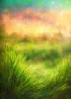 Photo grass background in dream oil painting style