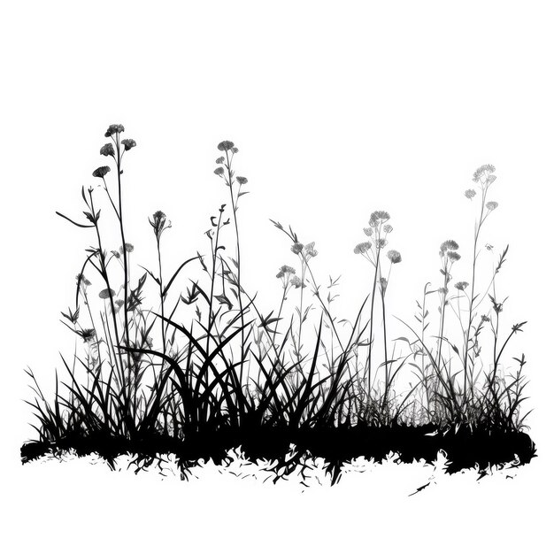 Photo grass black silhouette on white background vector illustration