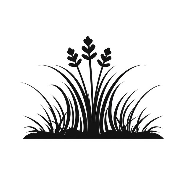 Photo grass black silhouette on white background vector illustration