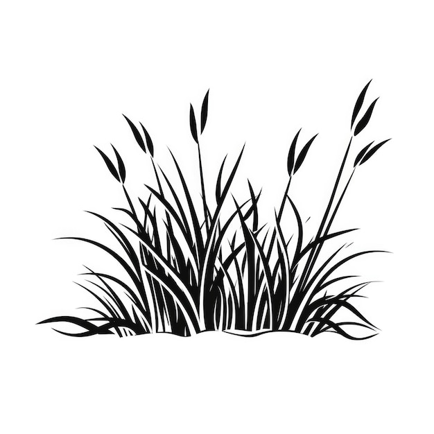 Photo grass black silhouette on white background vector illustration