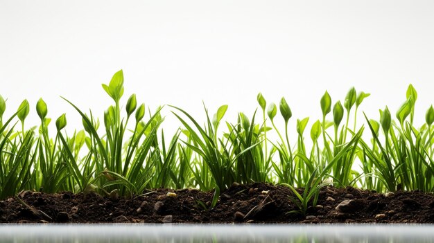 Photo grass border on white backgroound