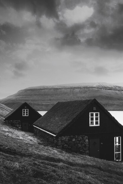 Grass cabin in Saksun Village Island, Denmark