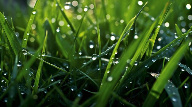 Photo grass field in sunny morning