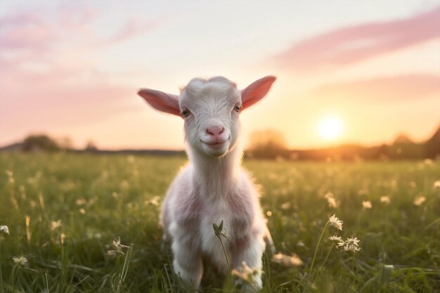 Grass landelijke geitenhouderij zonsondergang dieren