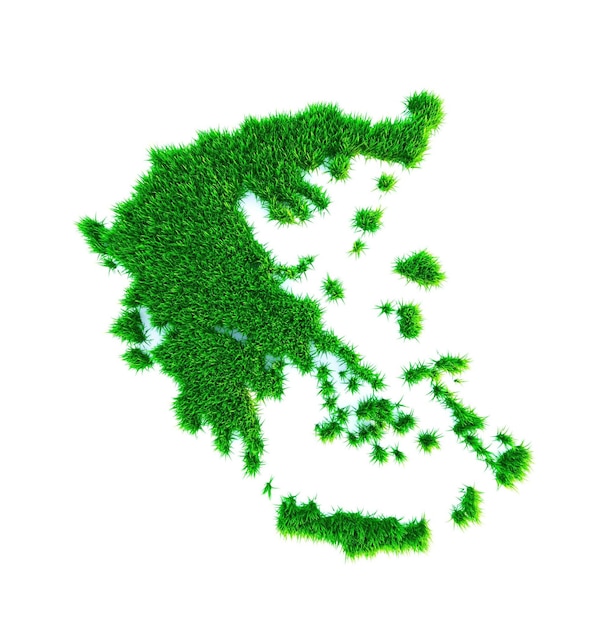 Grass map of Greece white background
