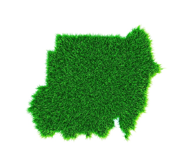 Grass map of Sudan white background