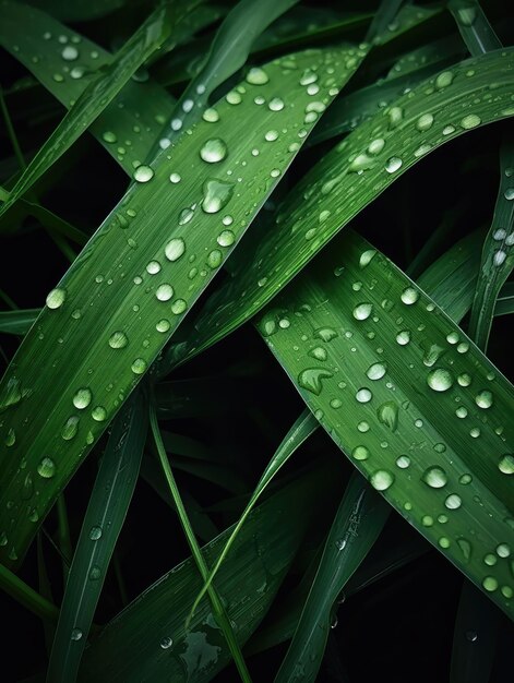 grass plants raindrops dew